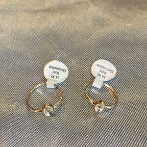 Set of 2 Gold Electroplate Rings with Genuine Gemstones Size 6 & 8